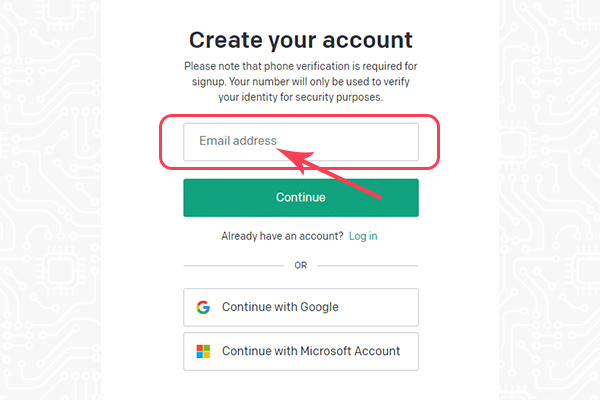 وارد کردن اطلاعات کاربری در چت جی پی تی برای ثبت نام