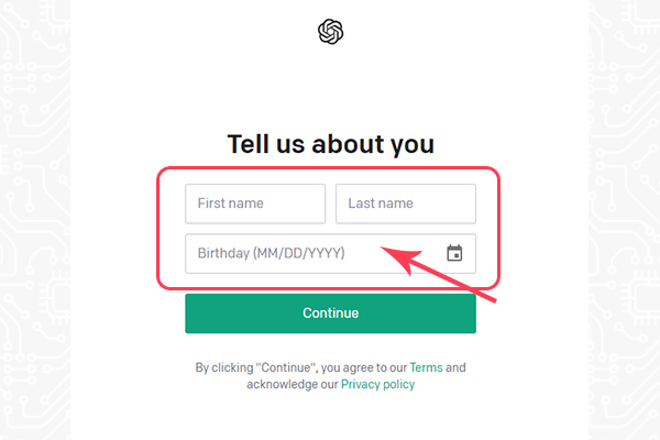 تکمیل اطلاعات پروفایل